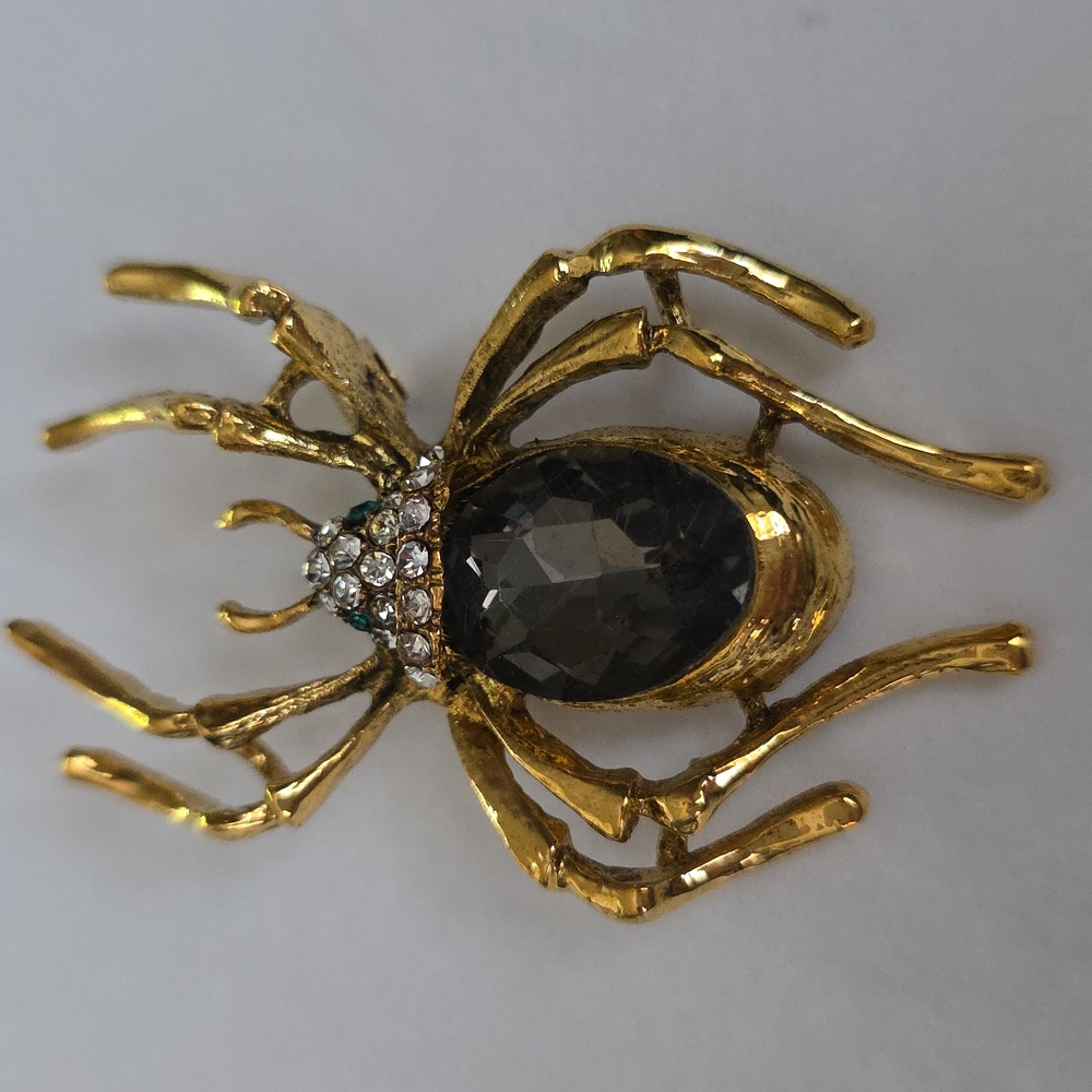 SPIDER Brooch Necklace Combo Simulated Emeralds